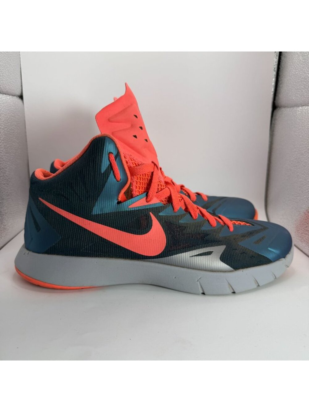 Nike Hyperquickness Mens Basketball Shoes Size 11 Blue & Orange Mid-Top Lunar